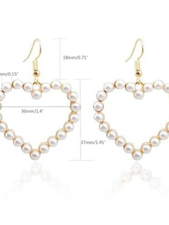 14k Gold/Silver Plated Pearl Drop Dangle Earrings for Women Long Chain Tassel - Picture 4 of 7